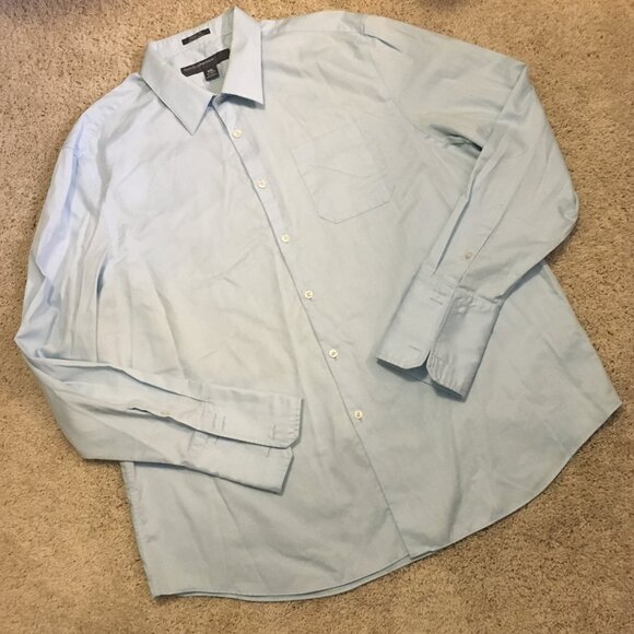 Perry Ellis Portfolio Classic Fit Luxury Cotton Pale Blue Dress Shirt - Picture 12 of 16